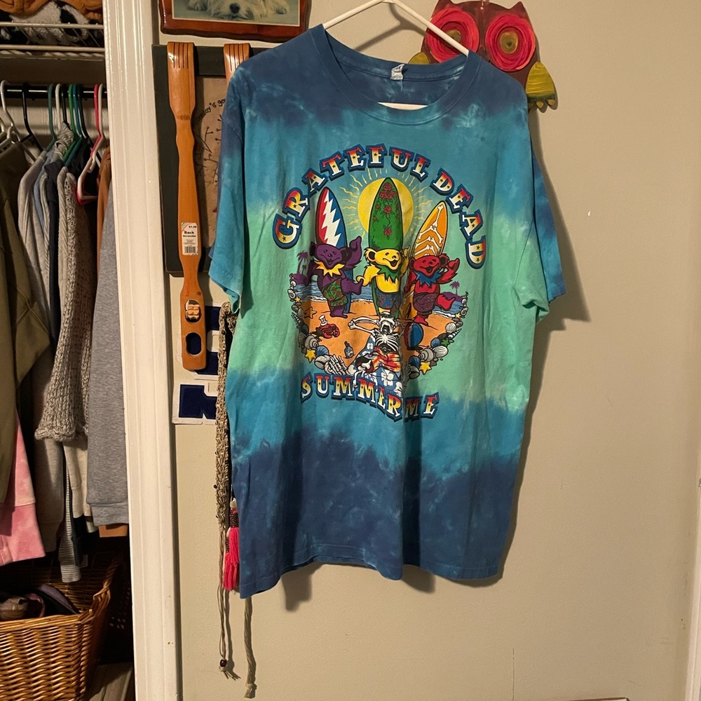 Grateful Dead Tie-Dye Short Sleeve Tee - Blue and Green